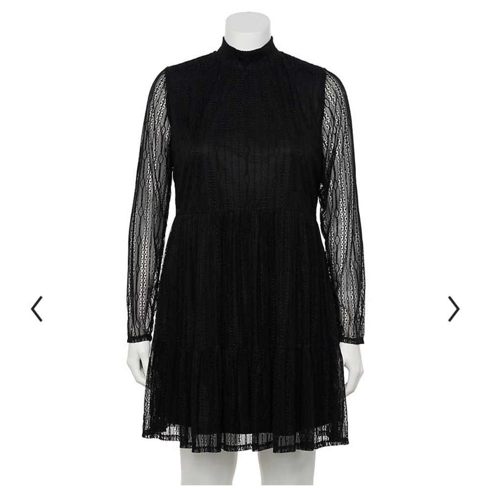 Lily Rose Long Sleeve Lace Skater Dress - 3X